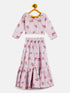 Vastramay SISHU Girl's Printed Linen Crop Top And Ruffle Skirt Set